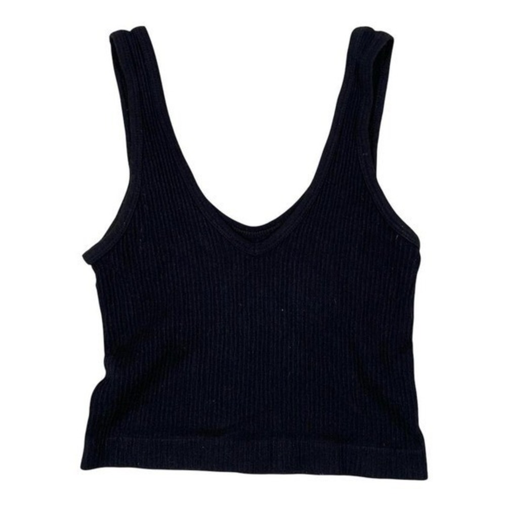 Out From Under Urban Outfitters Black Ribbed Cropped Tank‎ Top Stretch SP